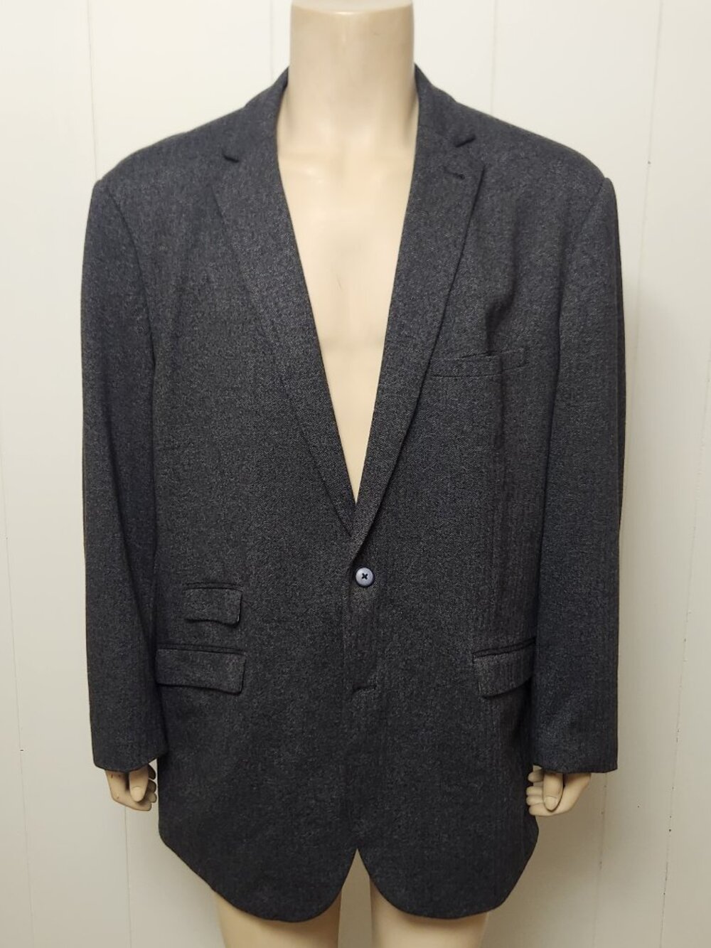 sport coat 52R men's super soft grey herringbone jacket